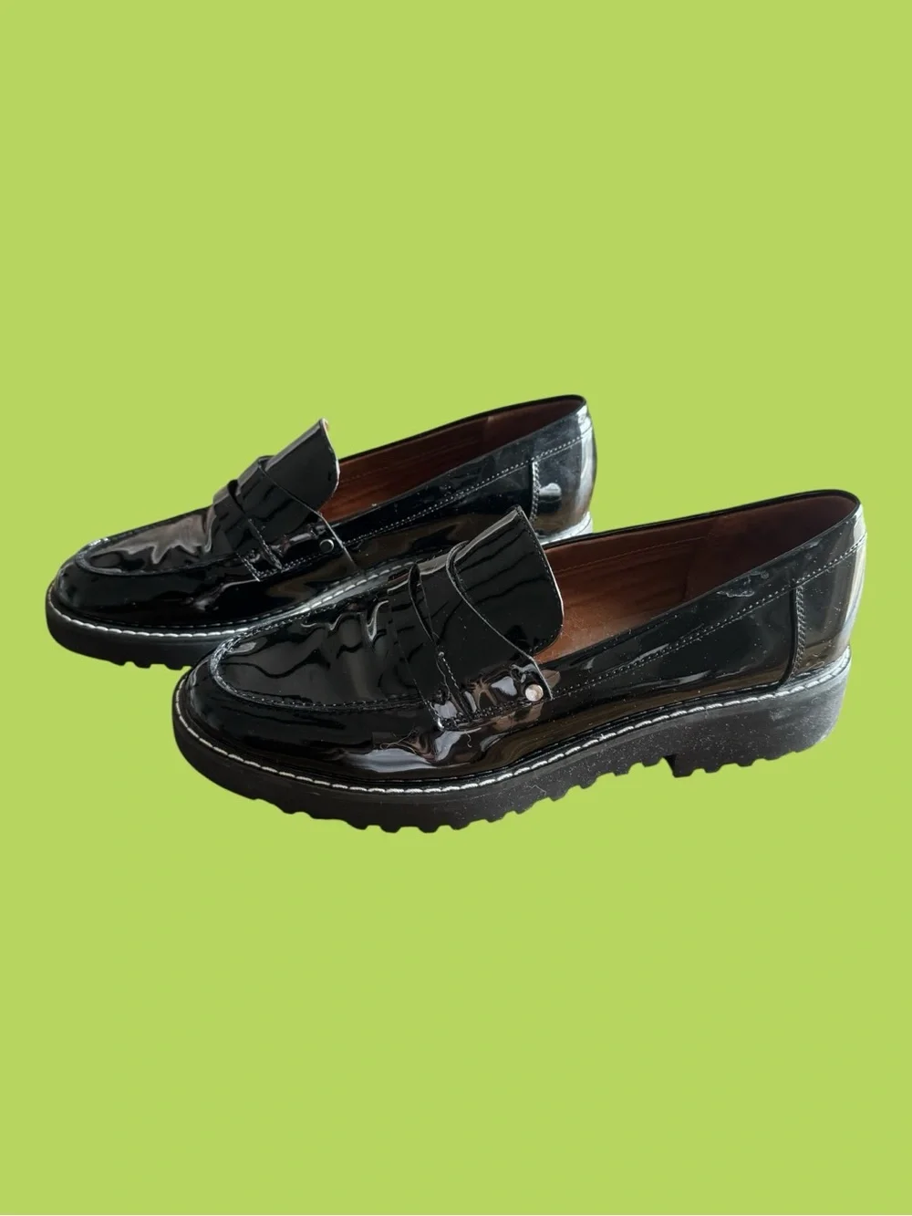 Franco Sarto Black Patent Leather Women's Loafers